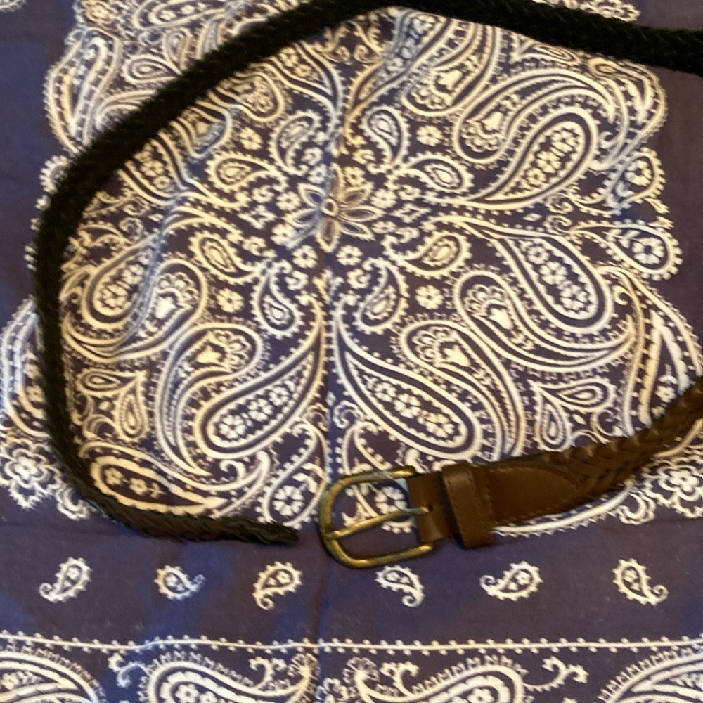 Brown Leather Belt with Brass Buckle 34”